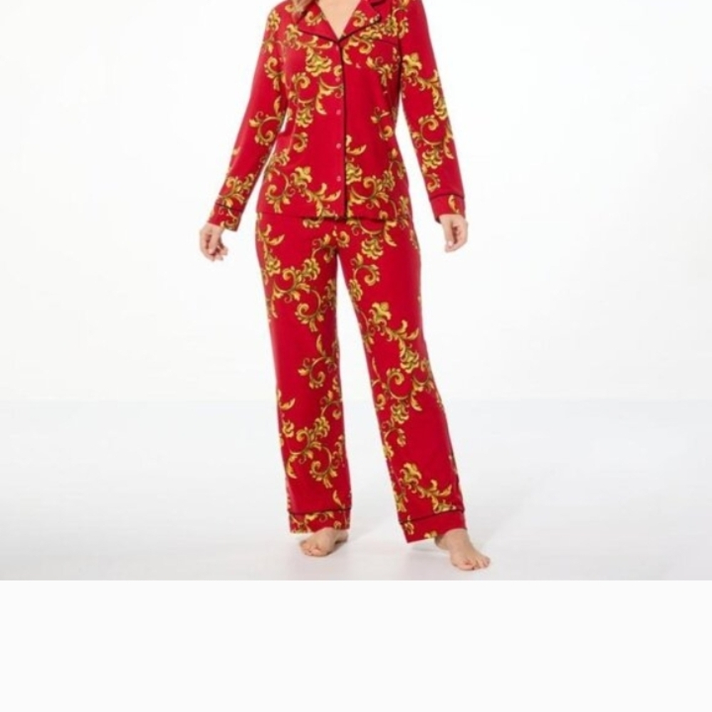 IMAN Red and Gold Pajama Set